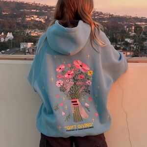 “Gift Giving" Oversized Lux Hoodie in Blue